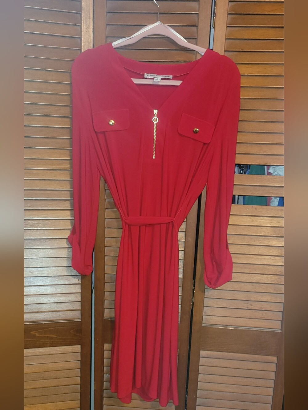 Emma & Michelle Red Midi Shirt Dress Ladies Large